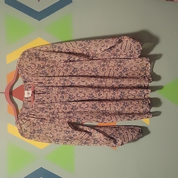 Cabi Women's Sheer Drawstring Floral Boho Blouse Size Extra Small - Picture 1 of 9